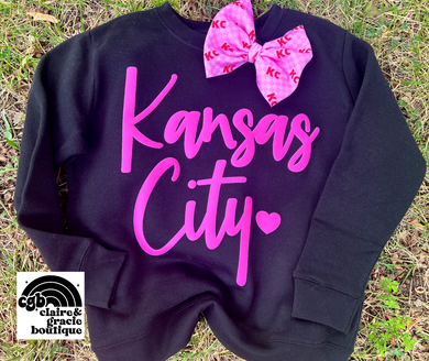 Kansas City Puff Black Sweatshirt | Pink