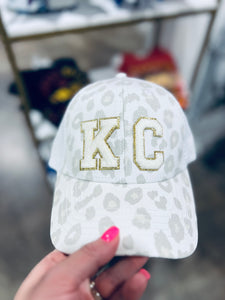 KC Chenille Ponytail Hat | White | Royals or Chiefs