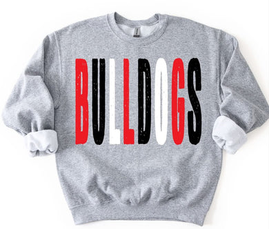 Bulldogs Distressed Oversized Print Sweatshirt | Red/Black/White