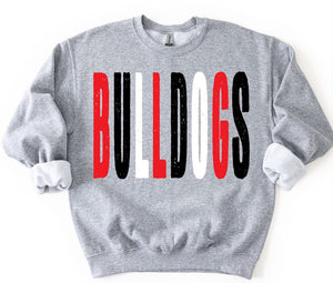 Bulldogs Distressed Oversized Print Sweatshirt | Red/Black/White