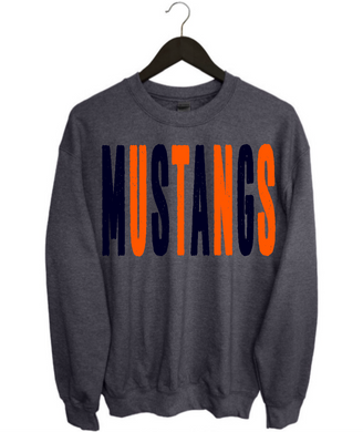 Mustangs Distressed Oversized Print Sweatshirt | Orange/Black