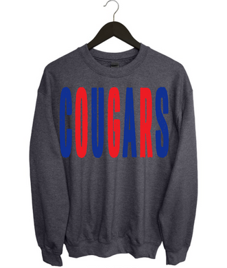 Cougars Distressed Oversized Print Sweatshirt | Royal Blue/Red