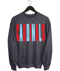 Cardinals Distressed Oversized Print Sweatshirt | Sky Blue/Red | Grey Sweatshirt