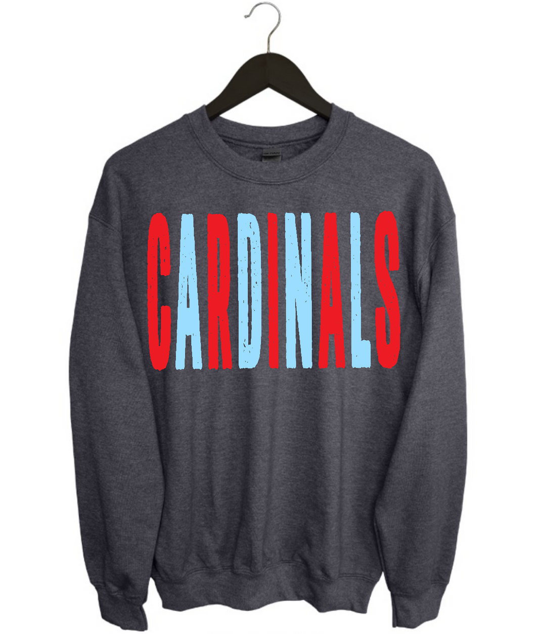 Cardinals Distressed Oversized Print Sweatshirt | Sky Blue/Red | Grey Sweatshirt
