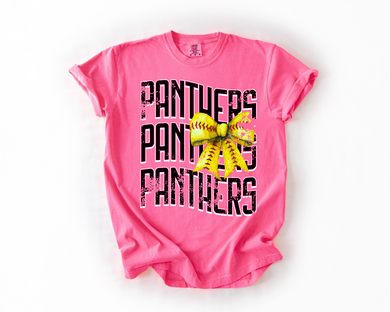 Panthers Softball Neon Pink Bow Tee |