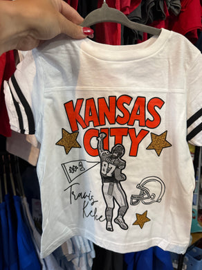 Kelce 87 White Football Tee | Toddler Youth Adult