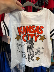 Kelce 87 White Football Tee | Toddler Youth Adult
