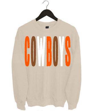 Cowboys Distressed Oversized Print Sweatshirt | Orange/Brown