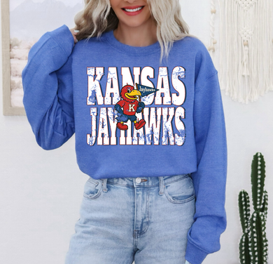 Kansas Tee or Sweatshirt | royal blue/red/White | Cartoon