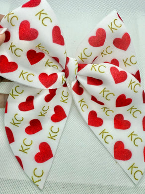 Kansas City White Red Heart Sailor Bow | RTS