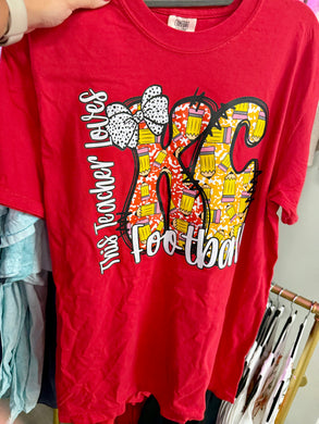 Teacher KC Football Polka Bow | Unisex Tee