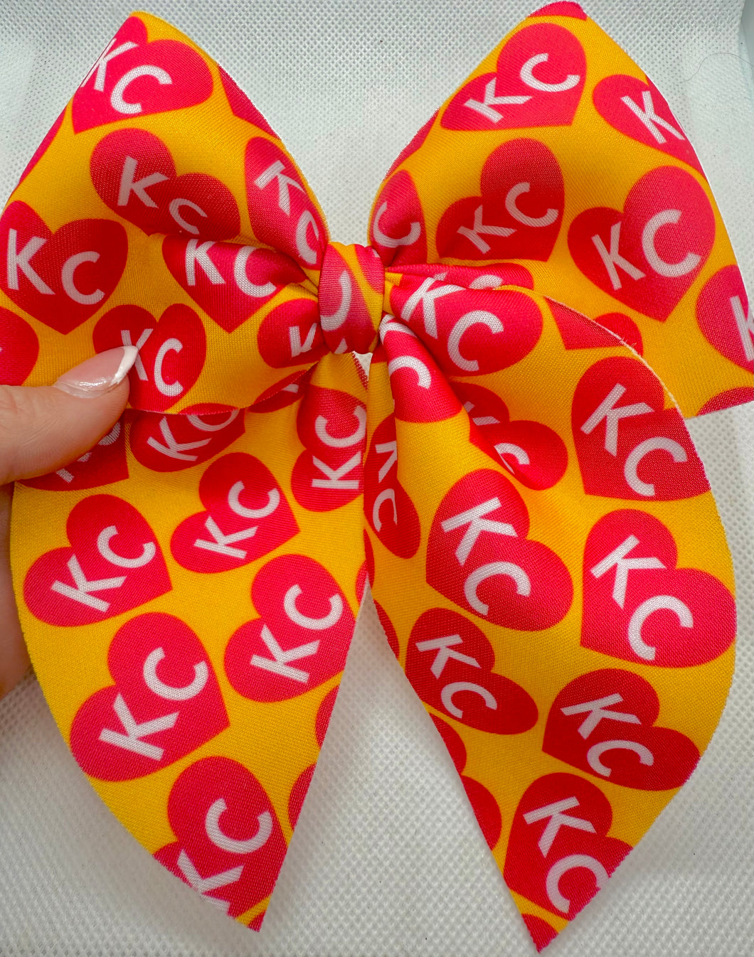 Kansas City Yellow Red Hearts Sailor Bow | RTS