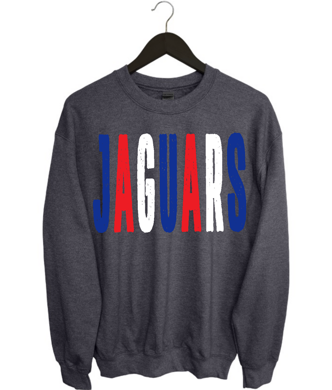 Jaguars Distressed Oversized Print Sweatshirt | Royal Blue/Red/White