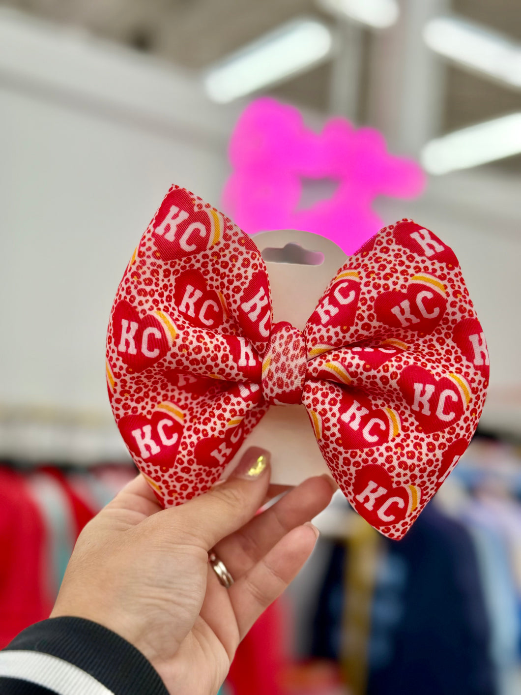 KC Heart Leopard Jersey Bow |