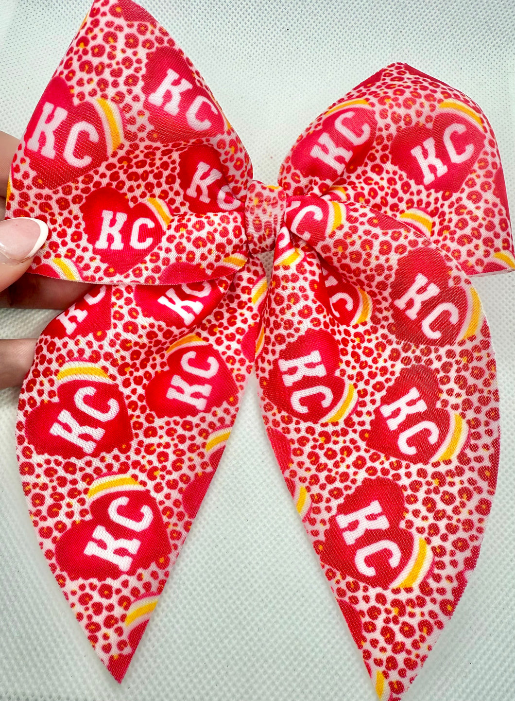 Kansas City Red Leopard Heart Sailor Bow | RTS