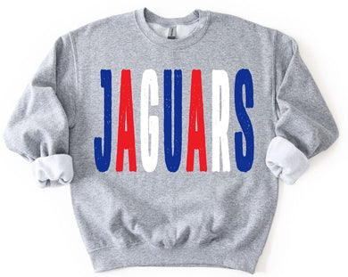 Jaguars Distressed Oversized Print Sweatshirt | black/Red | Heather Grey