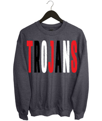 Trojans Distressed Oversized Print Sweatshirt | Black/White/Red