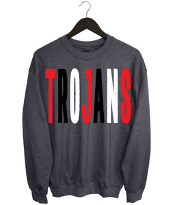 Trojans Distressed Oversized Print Sweatshirt | Black/White/Red