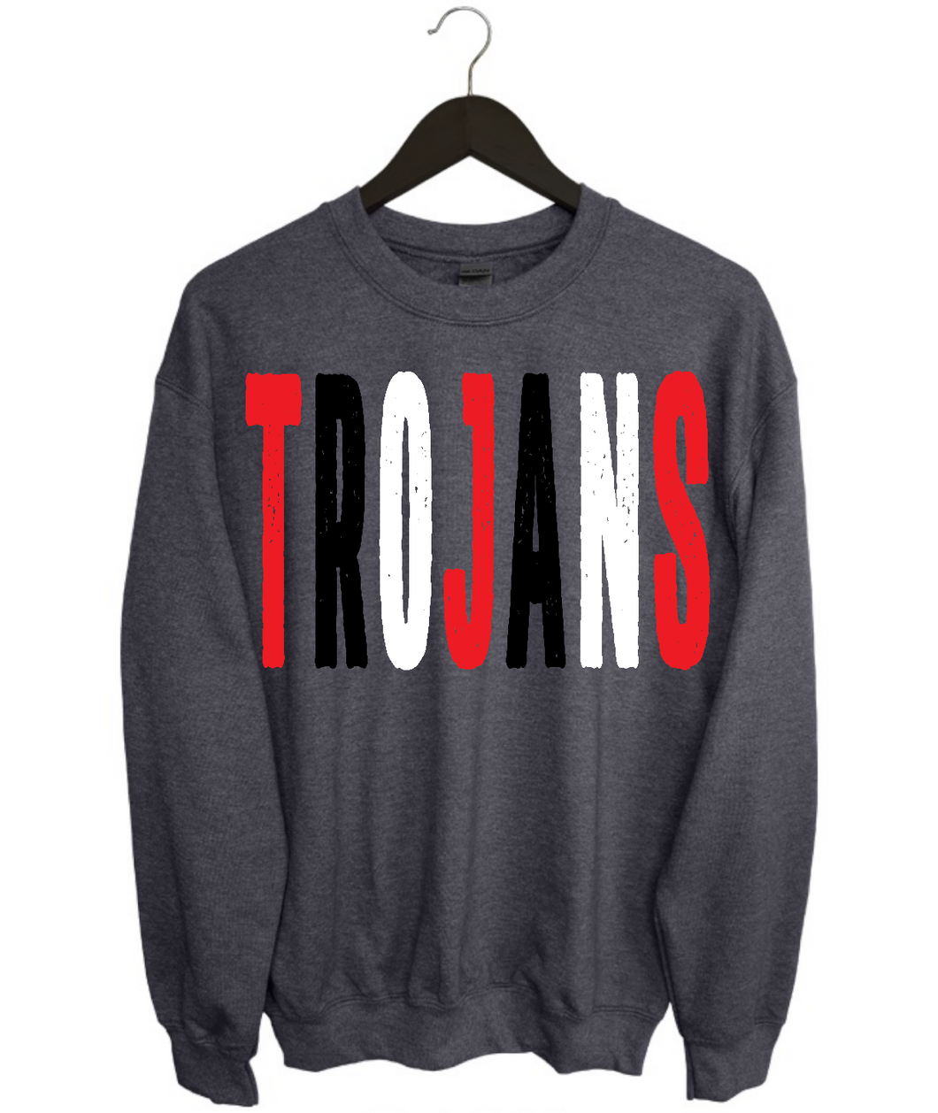 Trojans Distressed Oversized Print Sweatshirt | Black/White/Red