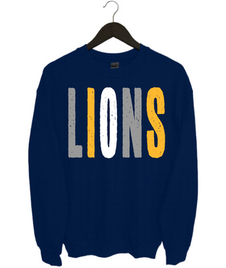 Lions Distressed Oversized Print Sweatshirt | Navy/Gold