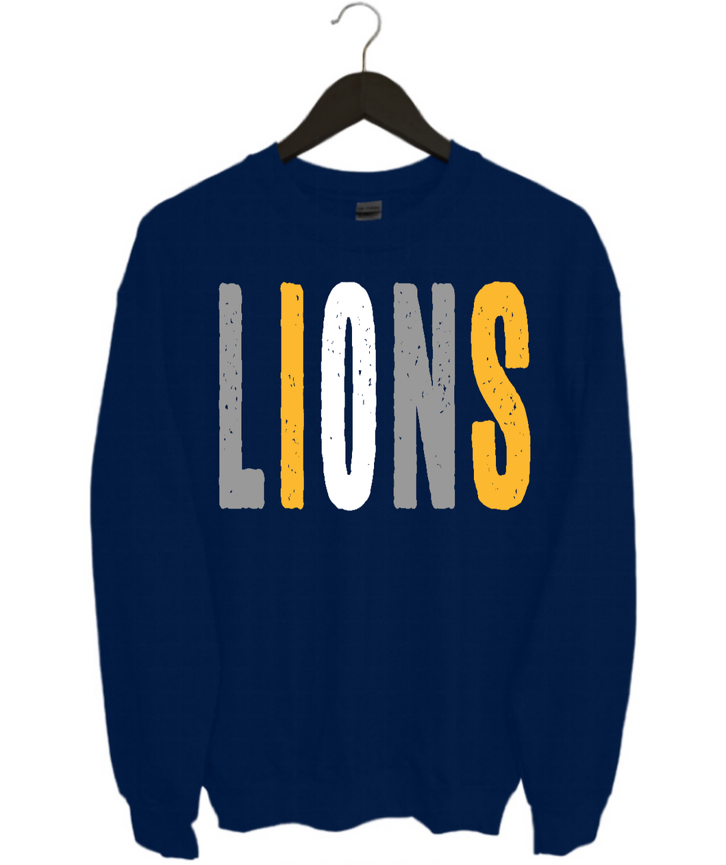Lions Distressed Oversized Print Sweatshirt | Navy/Gold