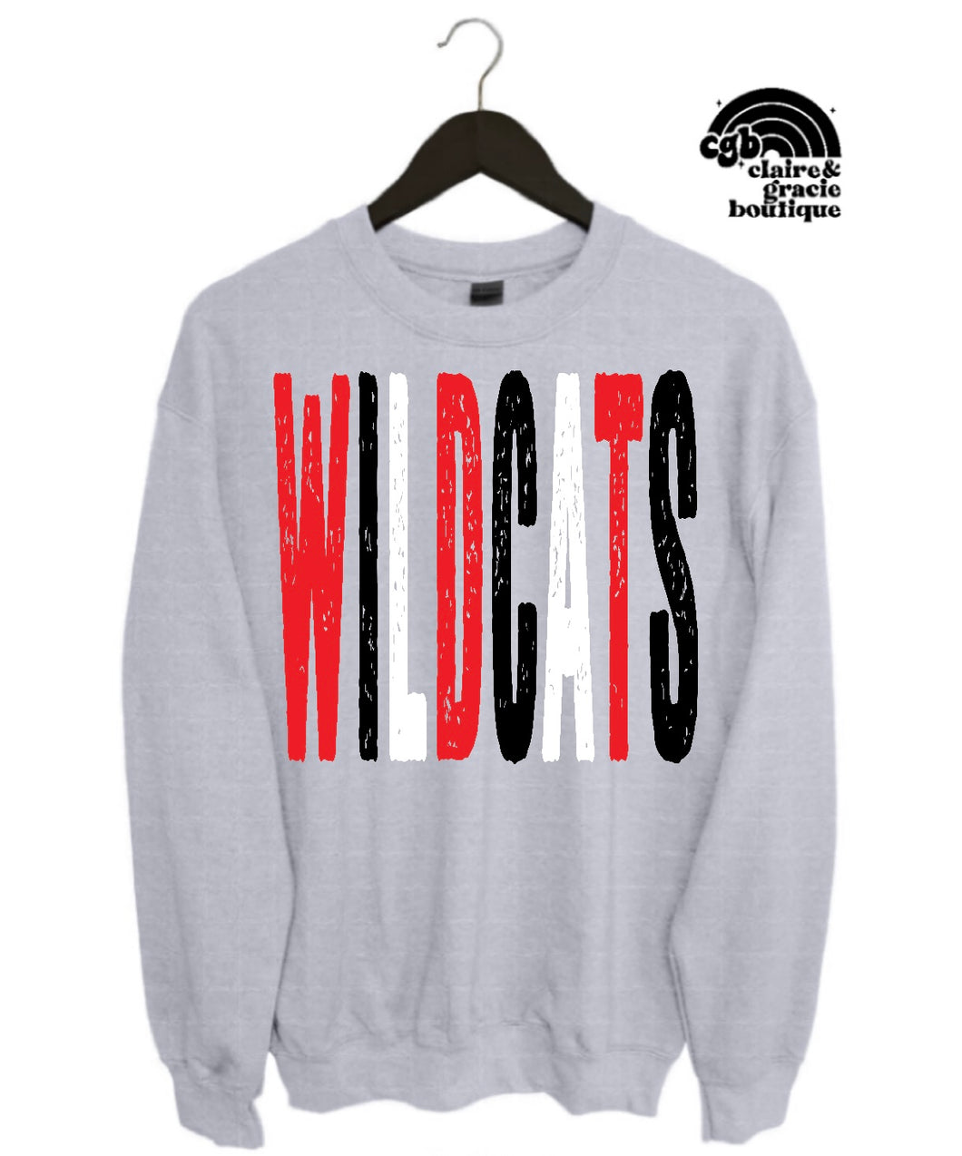 Wildcats Oversized Distressed Grey Tee or Crewneck |