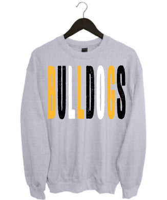 Bulldogs Distressed Oversized Print Sweatshirt | yellow/black | Heather Grey