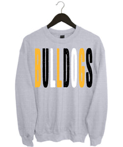 Bulldogs Distressed Oversized Print Sweatshirt | yellow/black | Heather Grey