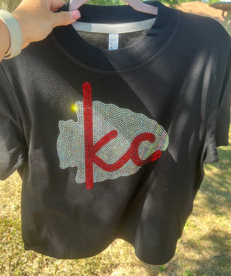 Kansas City Bling Arrowhead | Black Boxy Tee |