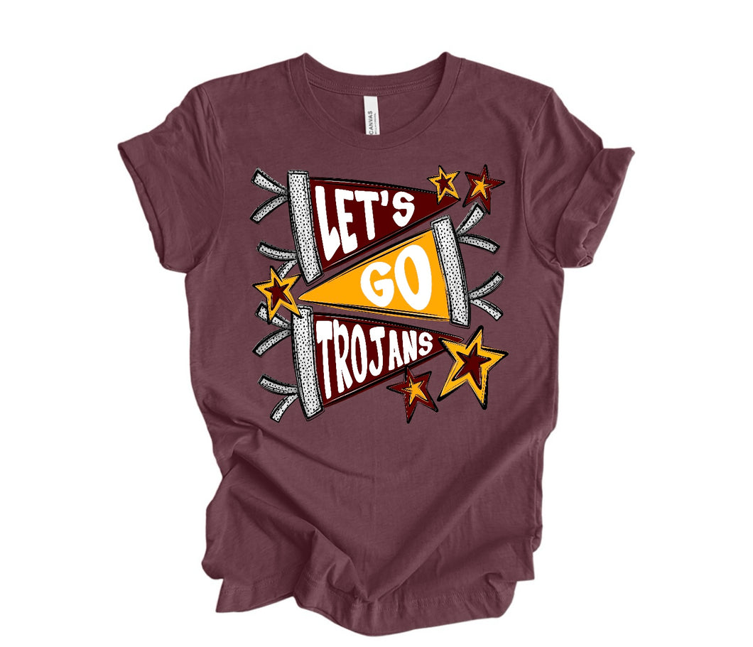 Lets go trojans | Maroon/Gold | Custom | Maroon Tee