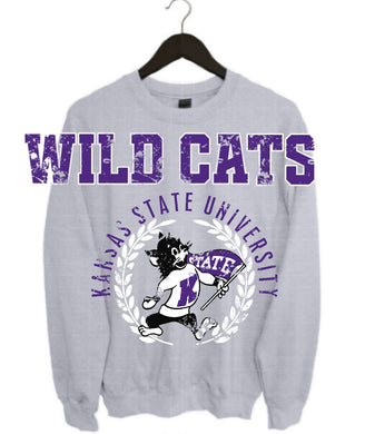 Kstate Wildcats Crest Sweatshirt | Grey