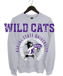 Kstate Wildcats Crest Sweatshirt | Grey