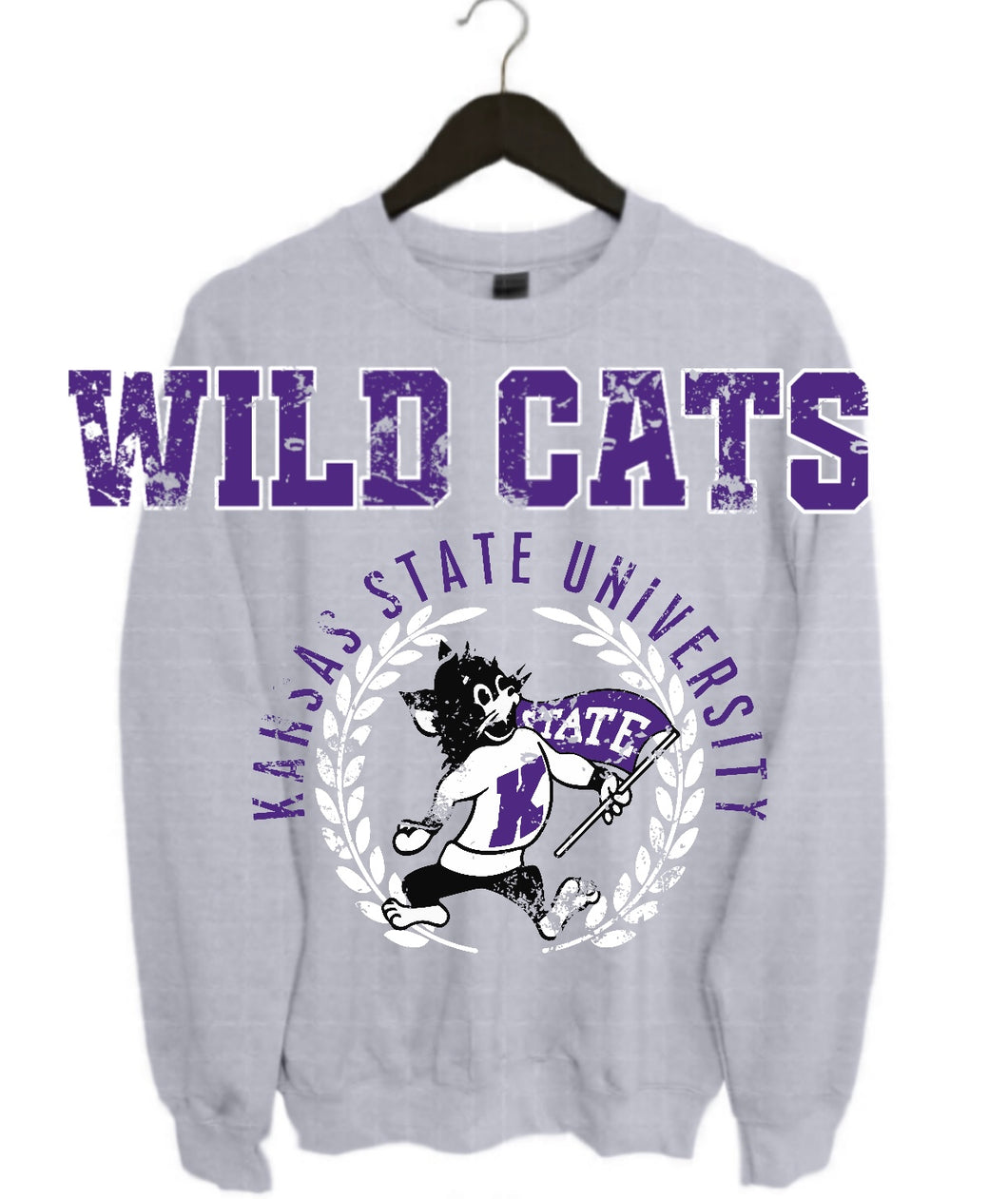 Kstate Wildcats Crest Sweatshirt | Grey