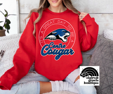 It’s a great day to be a Centre Cougar Tee or Sweatshirt | red