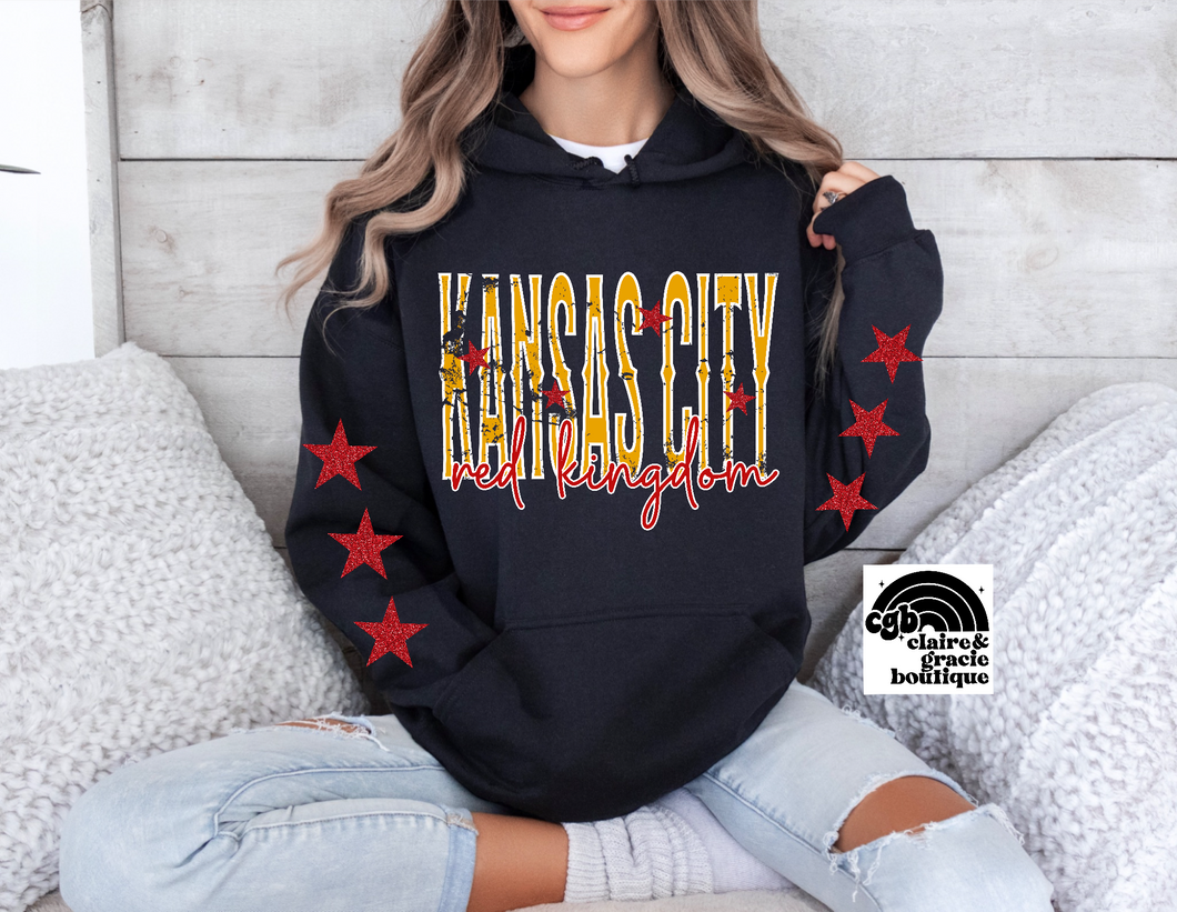 Kansas City Red Kingsom Star Sweatshirt or Hoodie | Black