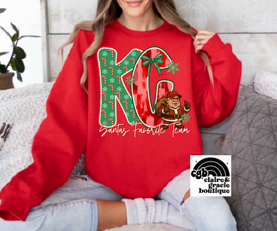 KC Santa’s Favorite Team Reid tee or sweatshirt | RED
