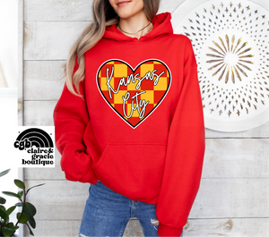 KC heart checkered Sweatshirt or Hoodie | RED