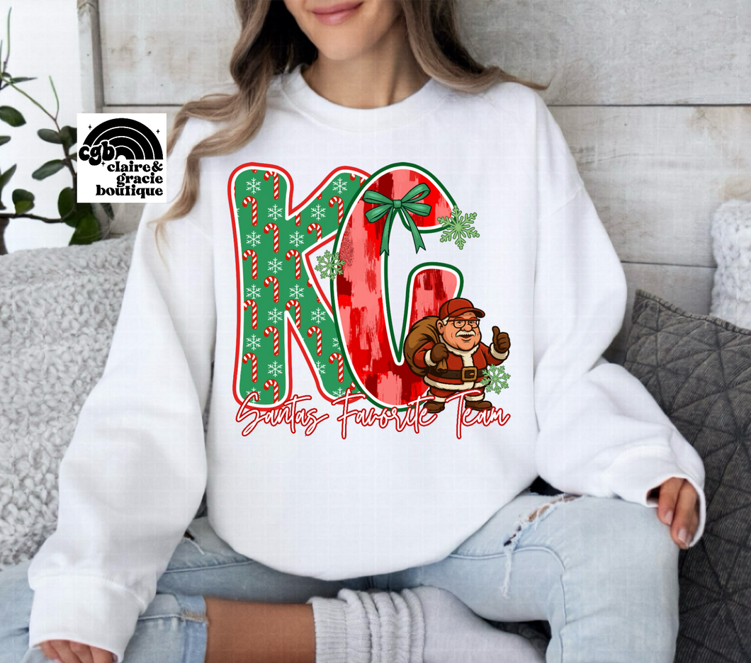 KC Santa’s Favorite Team Reid tee or sweatshirt | WHITE