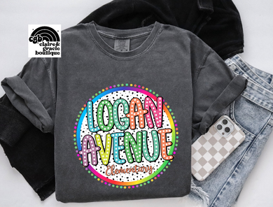 Logan Avenue Elementary Colorful Custom School Tee |
