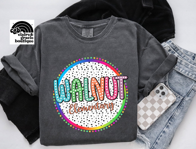 Walnut Elementary Colorful Custom School Tee |