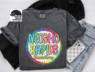 Neosho Rapids Colorful Custom School Tee |