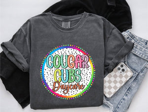 Cougar Cubs Daycare Colorful Custom School Tee |