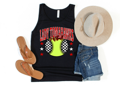 Lady Tomahawks softball star tank top