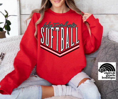 Lady Tomahawks Softball Red Tee or Sweatshirt