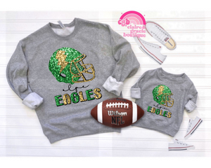 Olpe Eagles Faux Sequin Football Design | School Spirit