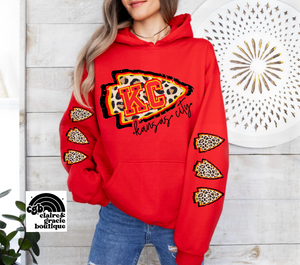 KC Football Leopard Stars Hoodie | red