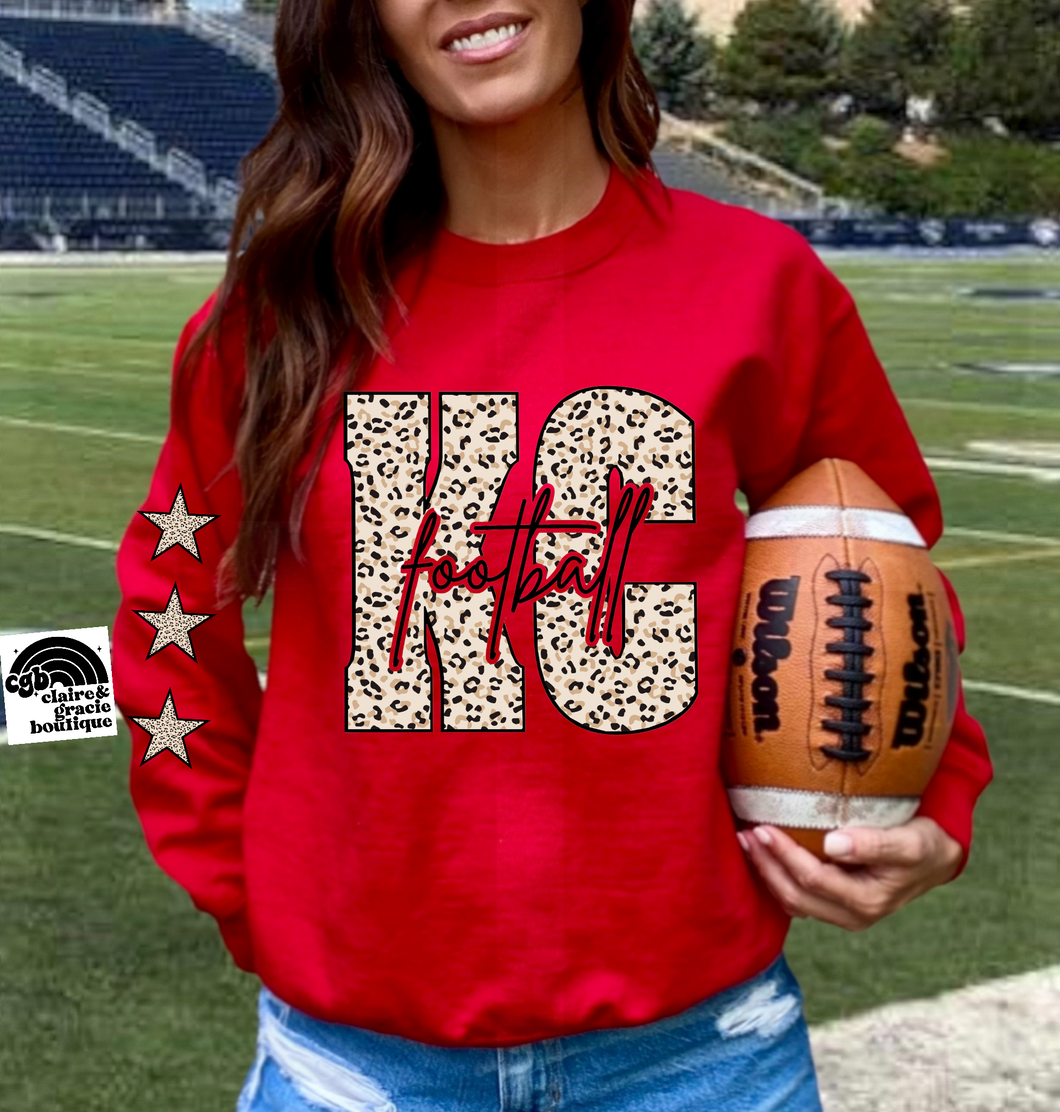 KC Football Leopard Stars Sweatshirt |