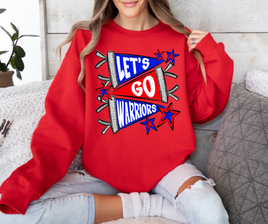 Let's Go Warriors | Royal Blue/Red | Pennant