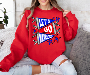 Let's Go Warriors | Royal Blue/Red | Pennant