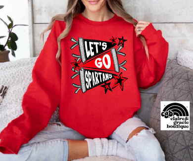 Let's Go Spartans | Black/Red | Pennant